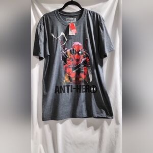Marvel Deadpool Anti-Hero Graphic Grey T-Shirt Men's Size Large